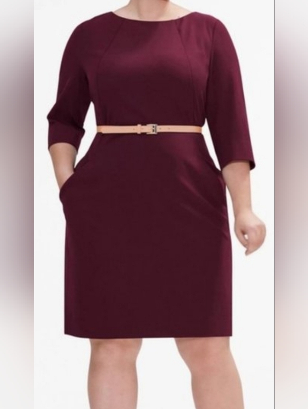 NEW MM. Lafleur Etsuko Claret Midi Dress Burgandy/maroon 3/4 Sleeve Office Sz +3 - Picture 14 of 15